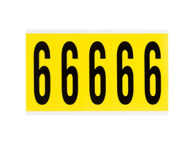 Цифра 6 Brady 6,25 карт, черный на желтом, 5 шт, 44x127 мм, Нейлон, b-499