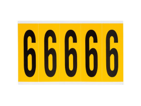 Цифра 6 Brady, черный на желтом, 5 шт, 44x127 мм, 25 шт.