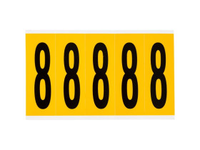Цифра 8 Brady, черный на желтом, 5 шт, 44x127 мм, 25 шт.