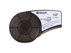 Самоклеящаяся лента Brady M21-500-595-BK, винил, печать белая на чёрном, 12,70 мм * 6,4 м