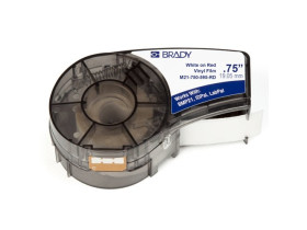 Лента Brady M21-750-595-RD, винил, белая на красном, 19,05 ммх6,4 м