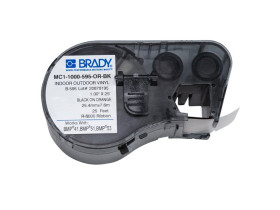 Самоклеящаяся лента Brady MC1-1000-595-OR-BK, универсальный винил, печать чёрная на оранжевом, 25,4 мм * 7,62 м, в картридже 7,62 м (BMP41/51/53)