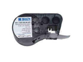 Самоклеящаяся лента Brady MC1-1000-595-BK-WT, универсальный винил, печать белая на чёерном, 25,4 мм * 7,62 м, в картридже 7,62 м (BMP41/51/53)