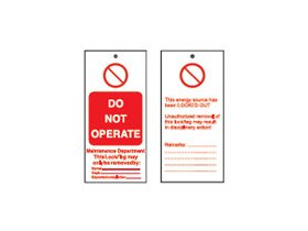Бирка предупреждающая Brady, «danger this tag and lock to be removed only by person shown on back», 50x110 мм, 10 шт