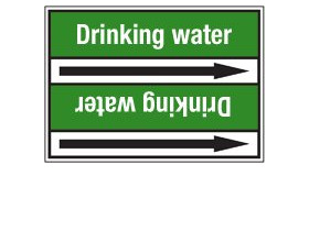 Стрелка для маркировки трубопровода Brady, белый на зеленом, «fresh water», 100x33000 мм, b-7529, 220 шт, 13 мм