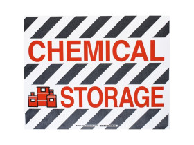Табличка напольная chemical storage Brady наполная самоклеющаяся с надписью,материал в-534,цвет и размер 355,6 мм, красный на белом,черный