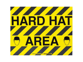 Табличка напольная hard hat area Brady наполная самоклеющаяся с надписью,материал в-534,цвет размер 355,6 мм, черный на желтом