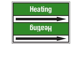 Стрелка для маркировки трубопровода Brady, белый на зеленом, «heating water», 100x33000 мм, b-7529, 550 шт, 8 мм