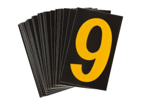 Цифра 9 Brady, желтый на черном, 38 шт, 35x48 мм, b-946, Винил, 25 шт.