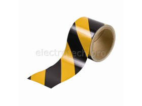 Cветоотражающая лента Brady для разметки стен и пола, полиэстер, чёрно-жёлтая, 75 мм × 4,5 м