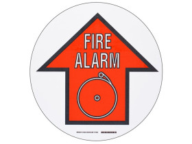 Стрелка в рамке напольная fire alarm Brady наполная самоклеющаяся,материал в-534,и мм, красный на белом,черный, 431.8