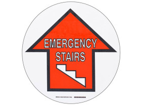 Стрелка в рамке напольная emergensy stairs Brady наполная самоклеющаяся,материал в-534,и мм, красный на белом,черный, 431.8