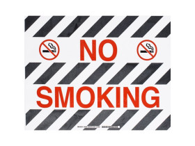 Табличка напольная no smoking Brady наполная самоклеющаяся с надписью,материал в-534,цвет и размер 355,6 мм, красный на белом,черный