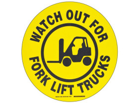 Табличка напольная watch out for fork lift Brady наполная самоклеющаяся с надписью,материал в-534,цвет мм, черный на желтом, 431.8